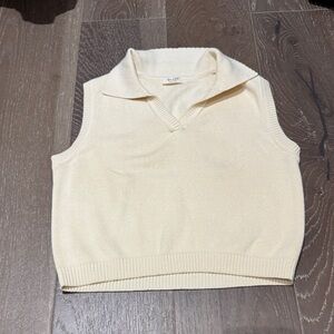 Brandy Melville Cream V-Neck Sweater Vest